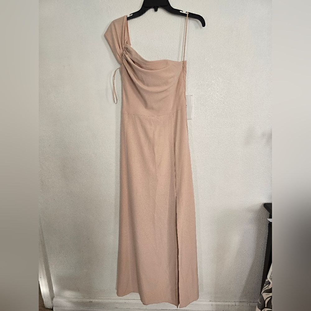 Amsale Dorothy Bridesmaid One Shoulder Dress Size 4 in Blush